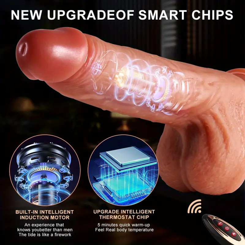 4Inch-1 Retractable T-Body with Rotation, Heat and Remote Control - G-Spot T-Body for Vaginal and Anal Stimulation - 8.66 Inch, USB Powered, Waterproof and Latex Material, Vibrating T-Body | Remote Control T-Body | Waterproof T-Body