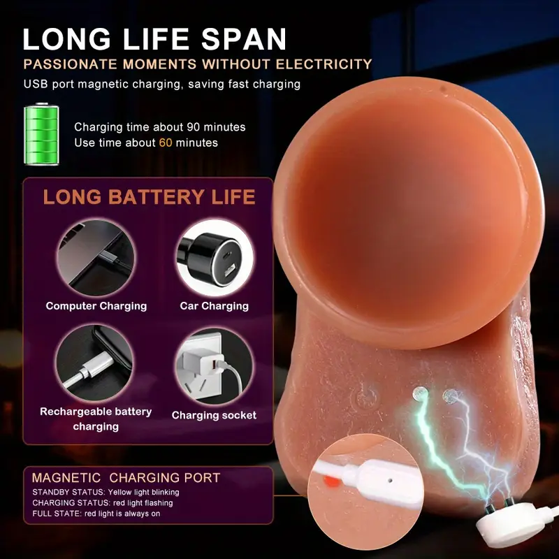 4Inch-1 Retractable T-Body with Rotation, Heat and Remote Control - G-Spot T-Body for Vaginal and Anal Stimulation - 8.66 Inch, USB Powered, Waterproof and Latex Material, Vibrating T-Body | Remote Control T-Body | Waterproof T-Body