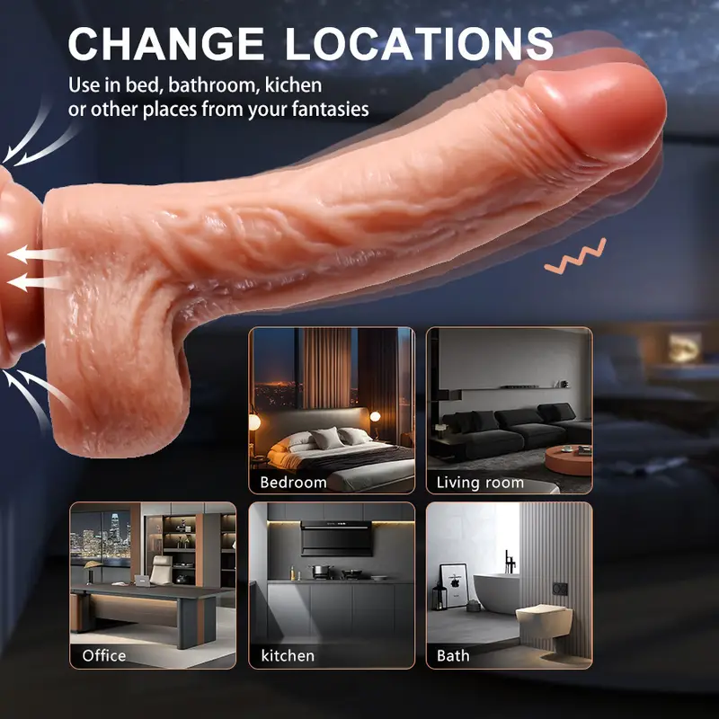 4Inch-1 Retractable T-Body with Rotation, Heat and Remote Control - G-Spot T-Body for Vaginal and Anal Stimulation - 8.66 Inch, USB Powered, Waterproof and Latex Material, Vibrating T-Body | Remote Control T-Body | Waterproof T-Body