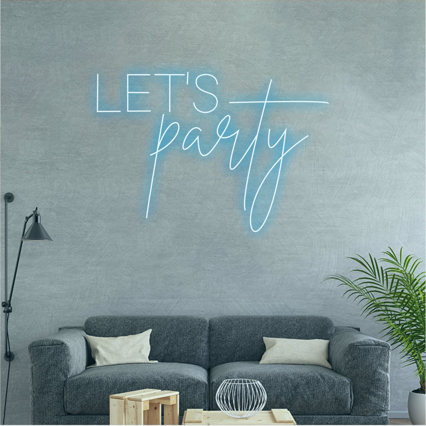 'let party' neon sign