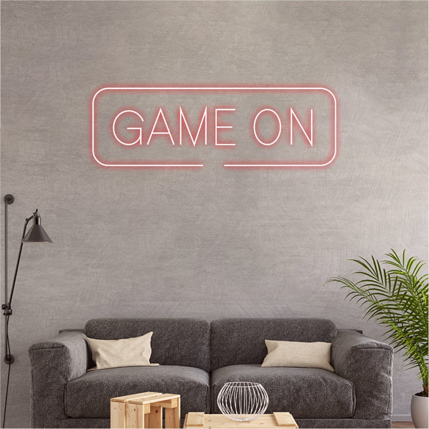 'Game on neon sign' game room decor