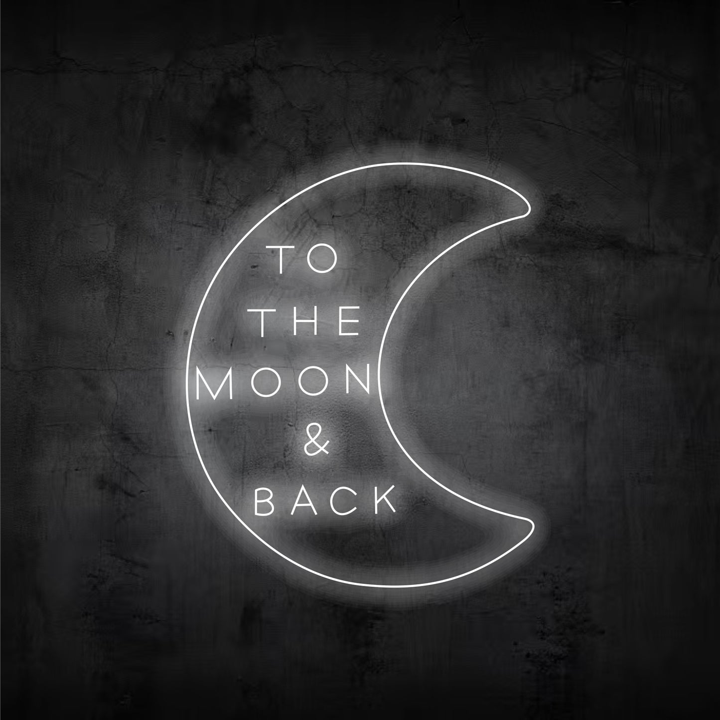 'To the moon & back' mirror surface neon sign